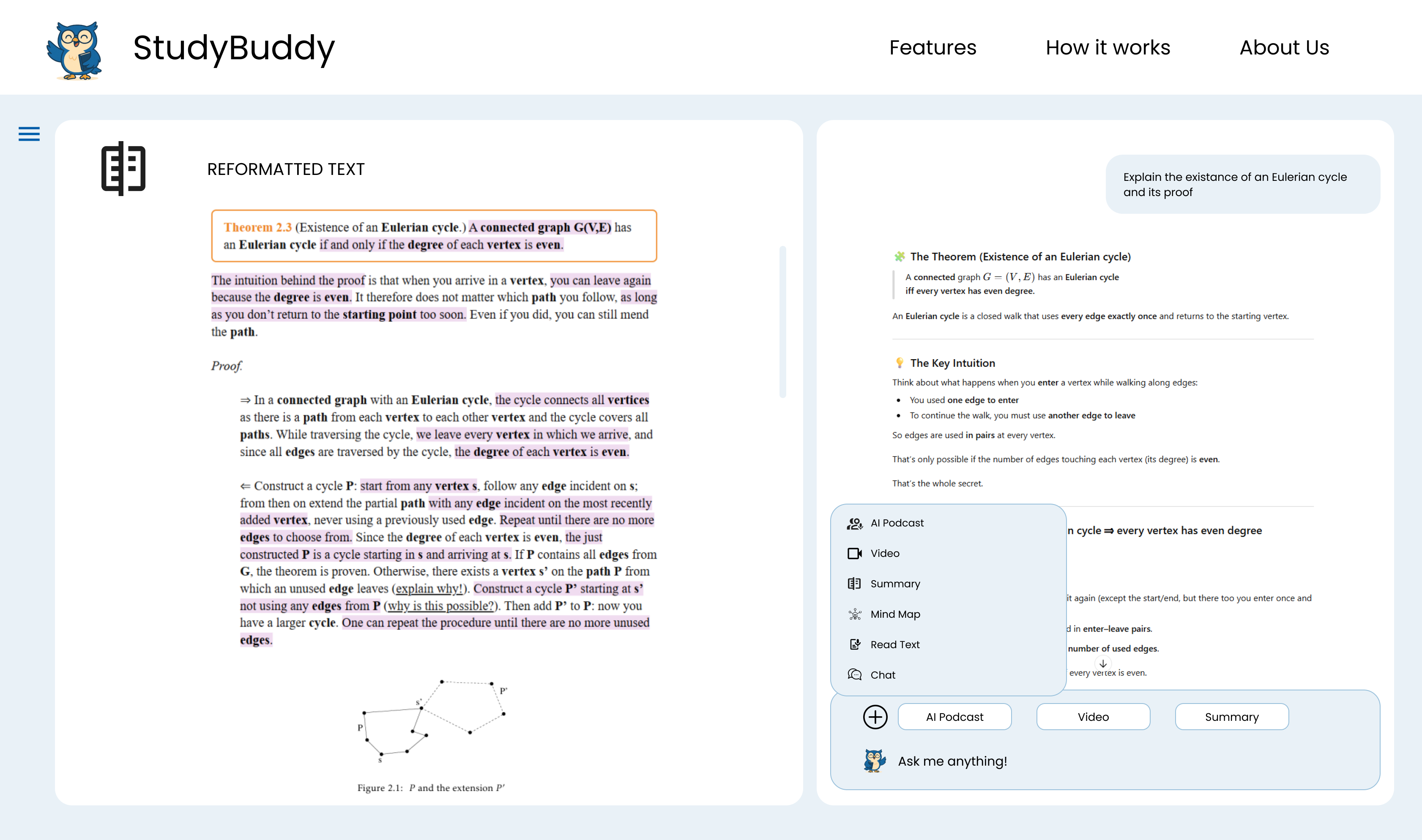 Study tool choose content screen