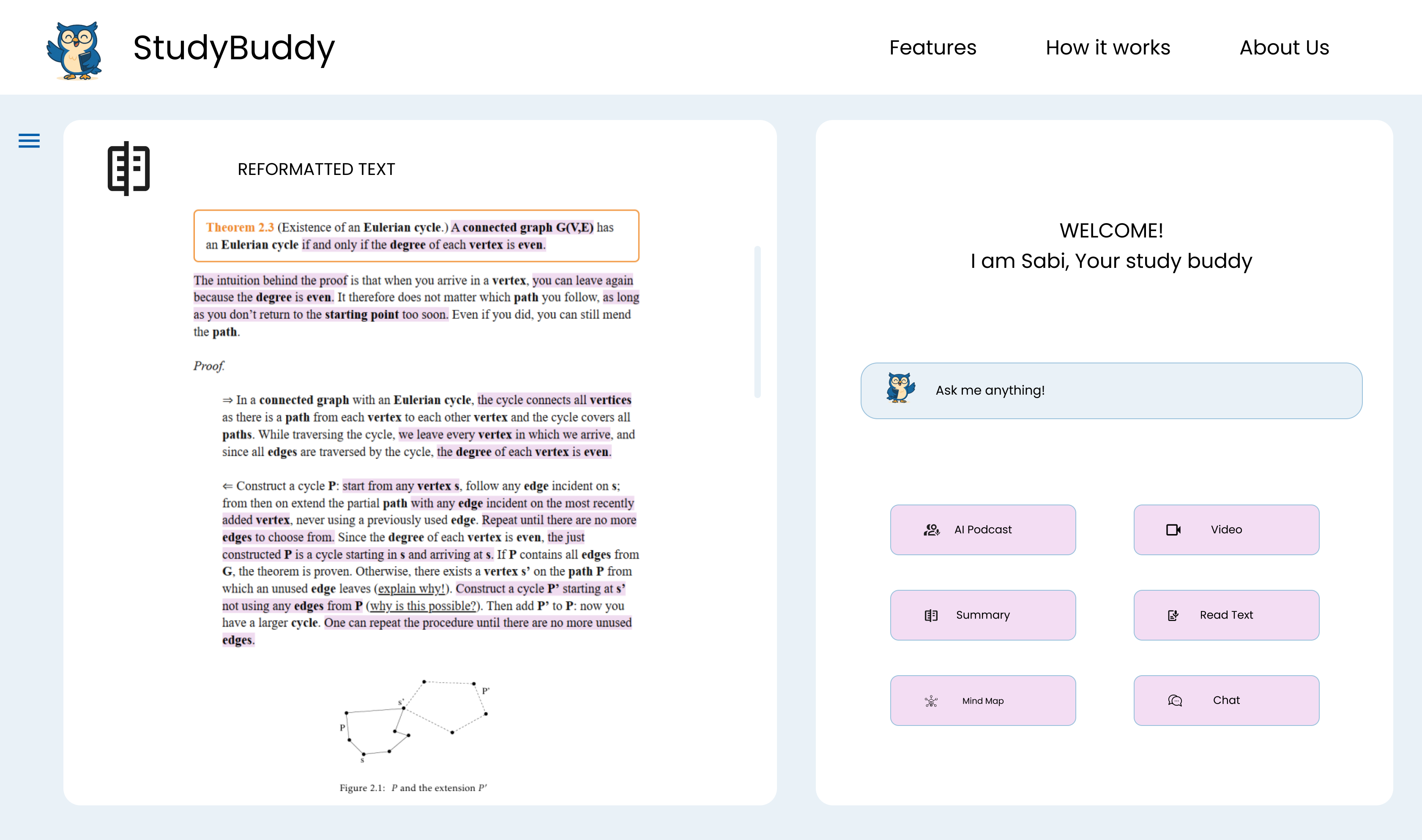 Study tool start page
